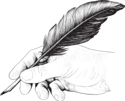 drawing-of-hand-with-a-feather-pen-vector-1777419